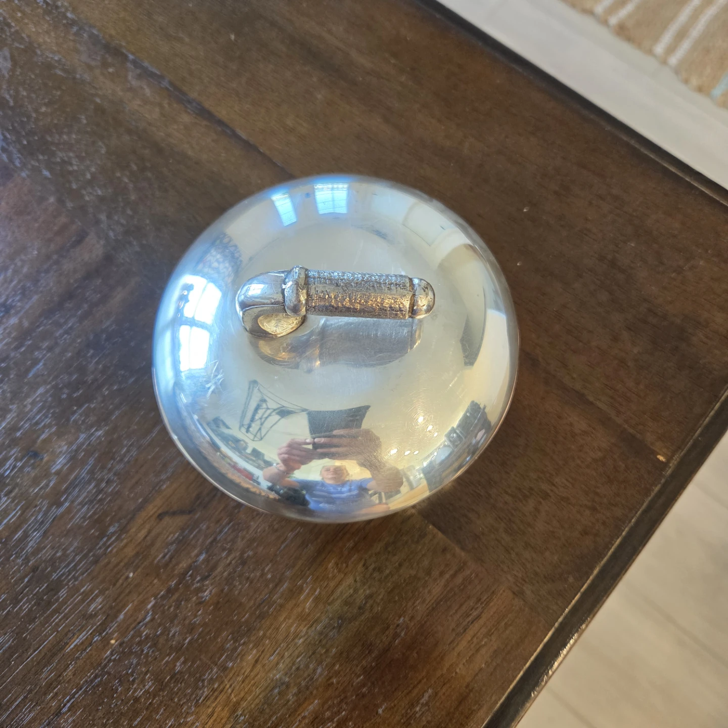 EPNS Silver Plated Curling Stone Dish with Handle - photo 2