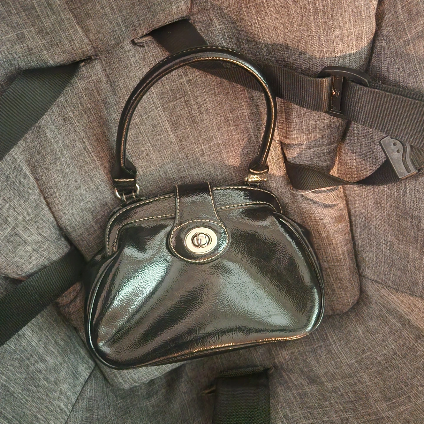 Vintage No Brand Black patent mini handbag