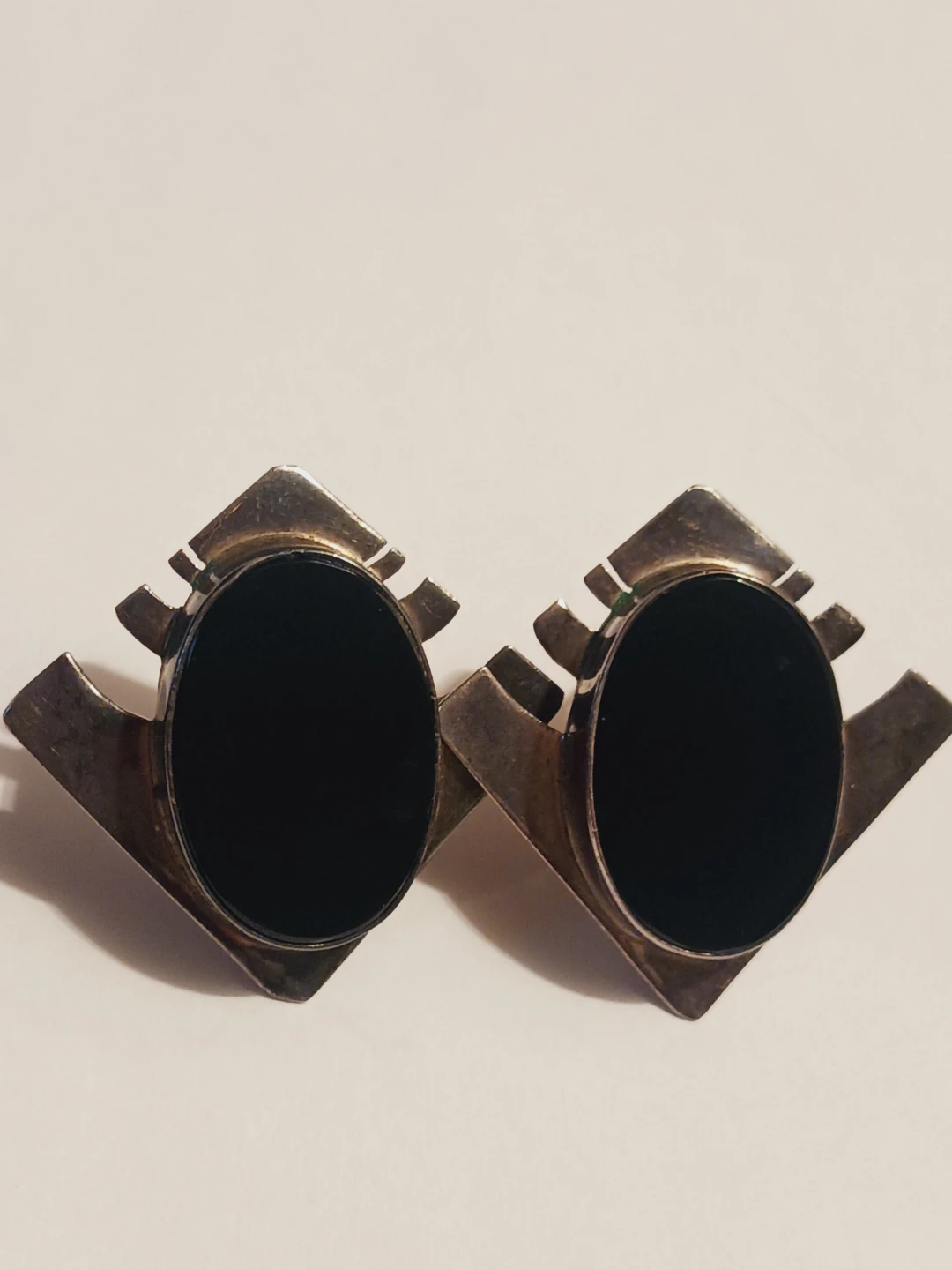 Gorgeous Sterling Silver 925 Genuine Onyx Stone Earrings - photo 3