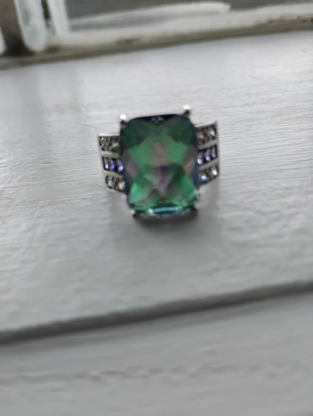 Sterling Silver Cocktail Ring with Large Mystic Topaz Gemstone