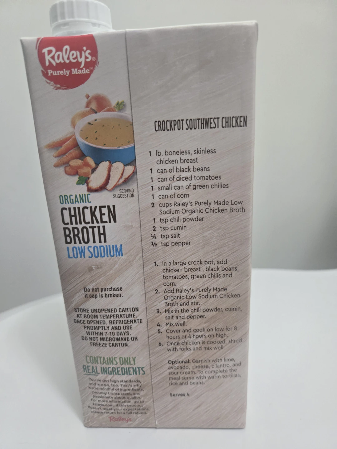 Raley's Organic Chicken Broth Low Sodium 946mL - photo 3