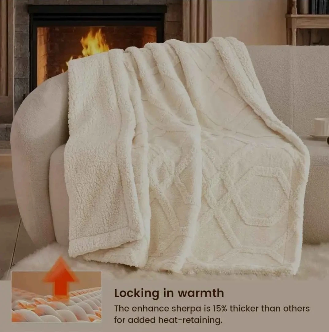 large Fluffy Sherpa Fleece Blanket new - photo 2