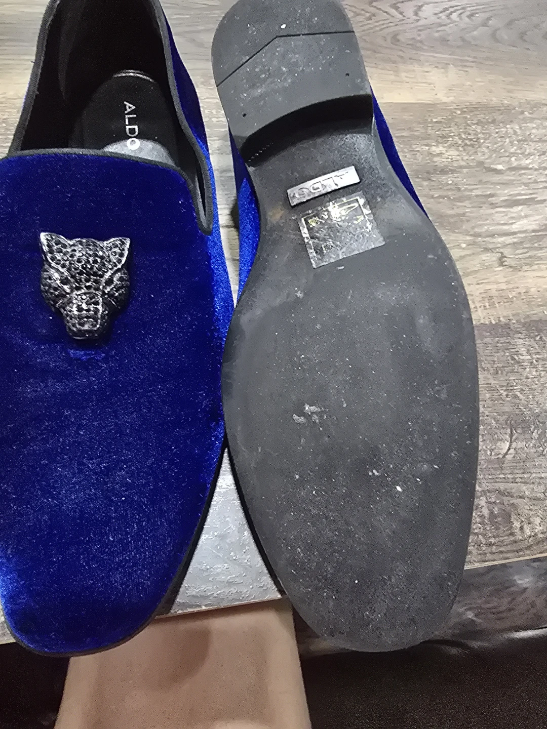 ALDO Men's Blue Velvet Loafers with Panther Detail - photo 3