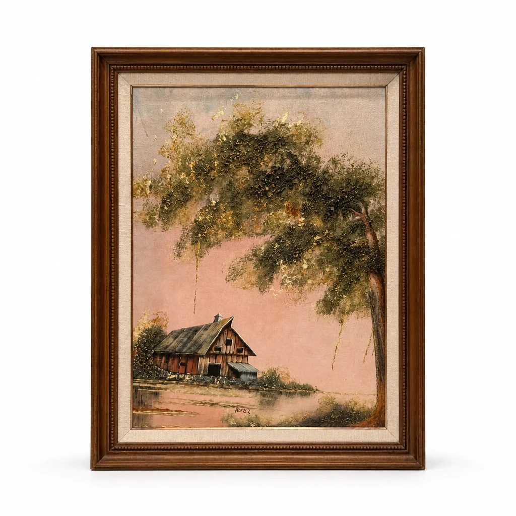 Framed Barn Landscape Painting by Perez - photo 3