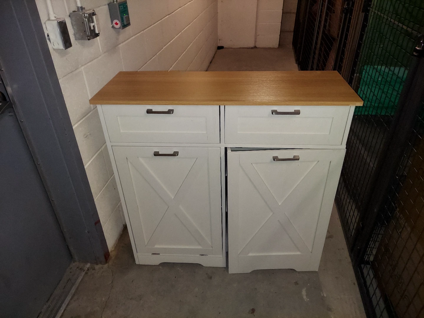 White Cabinet with Wood Top