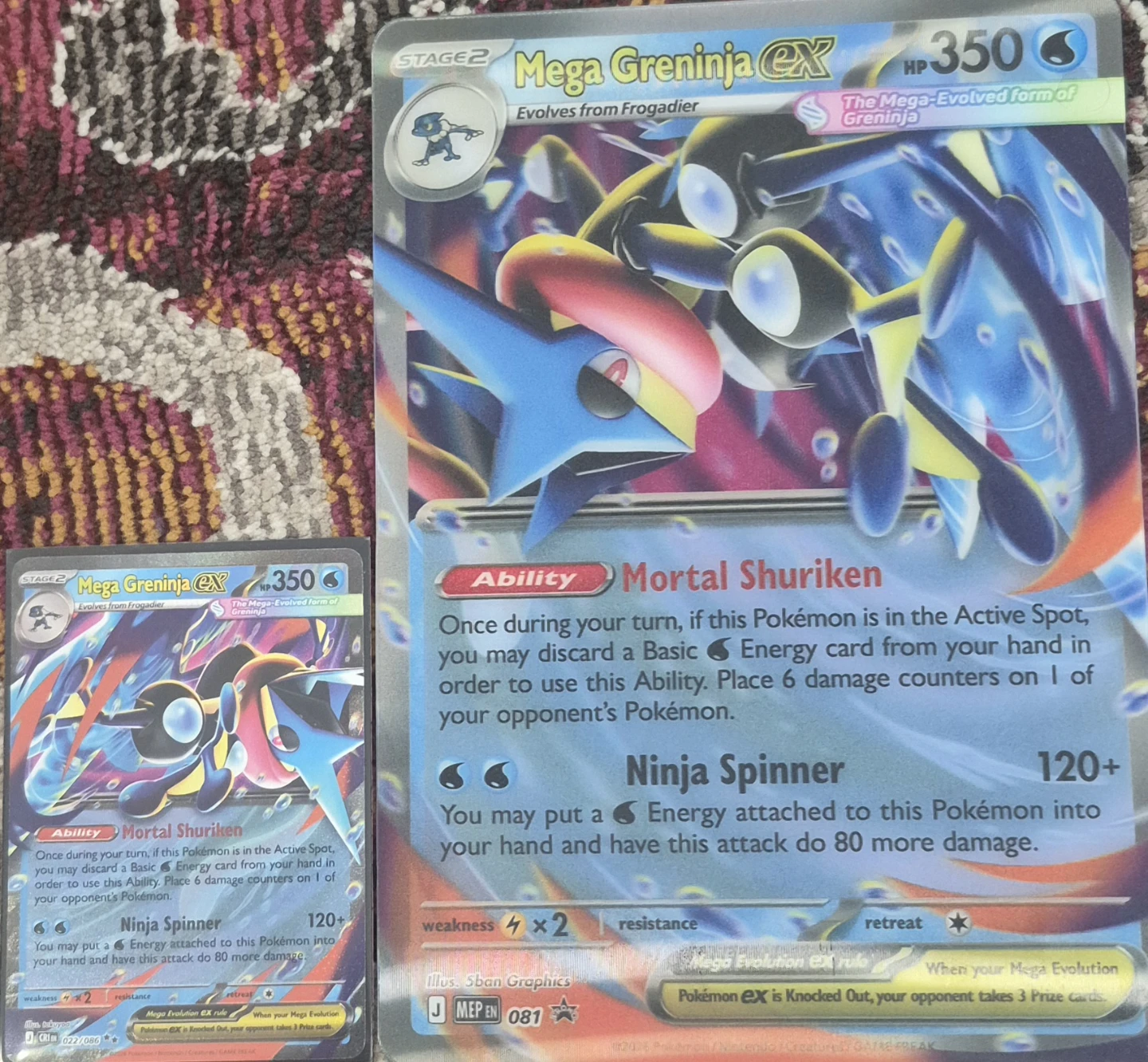 Mega Greninja EX Pokemon Card - Large and Standard Size