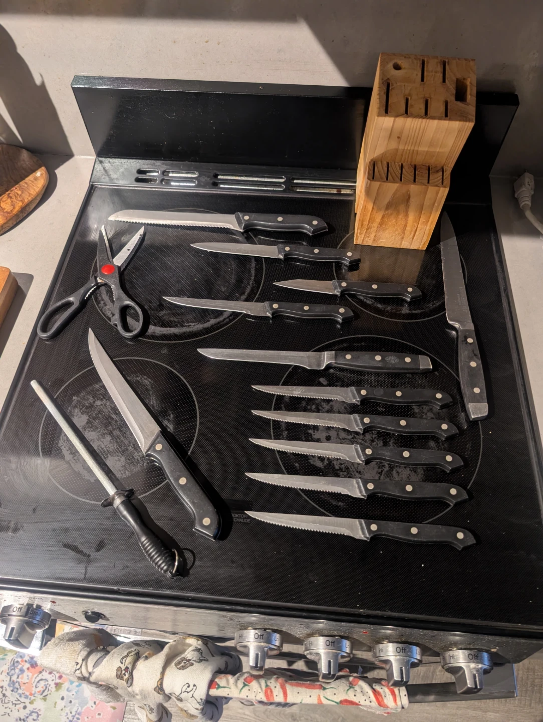 Knife block with knives, honing rod, scissors - photo 3