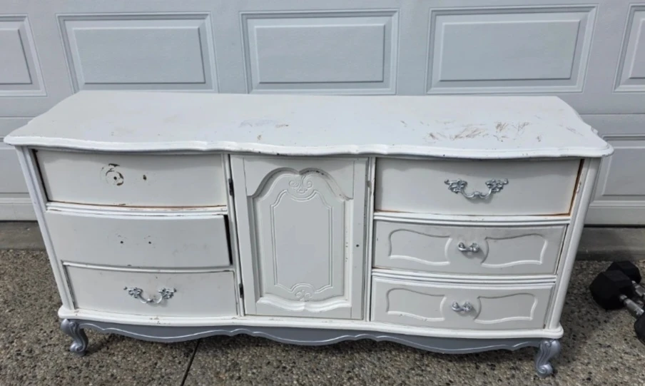 White Dresser with Cabinet