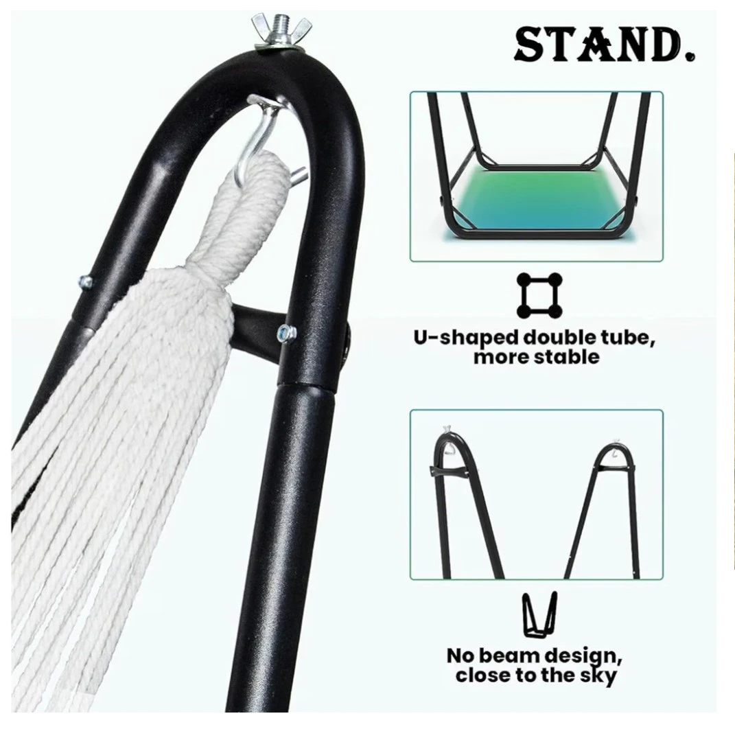 Hanging Hammock Chair with Stand - White - photo 3
