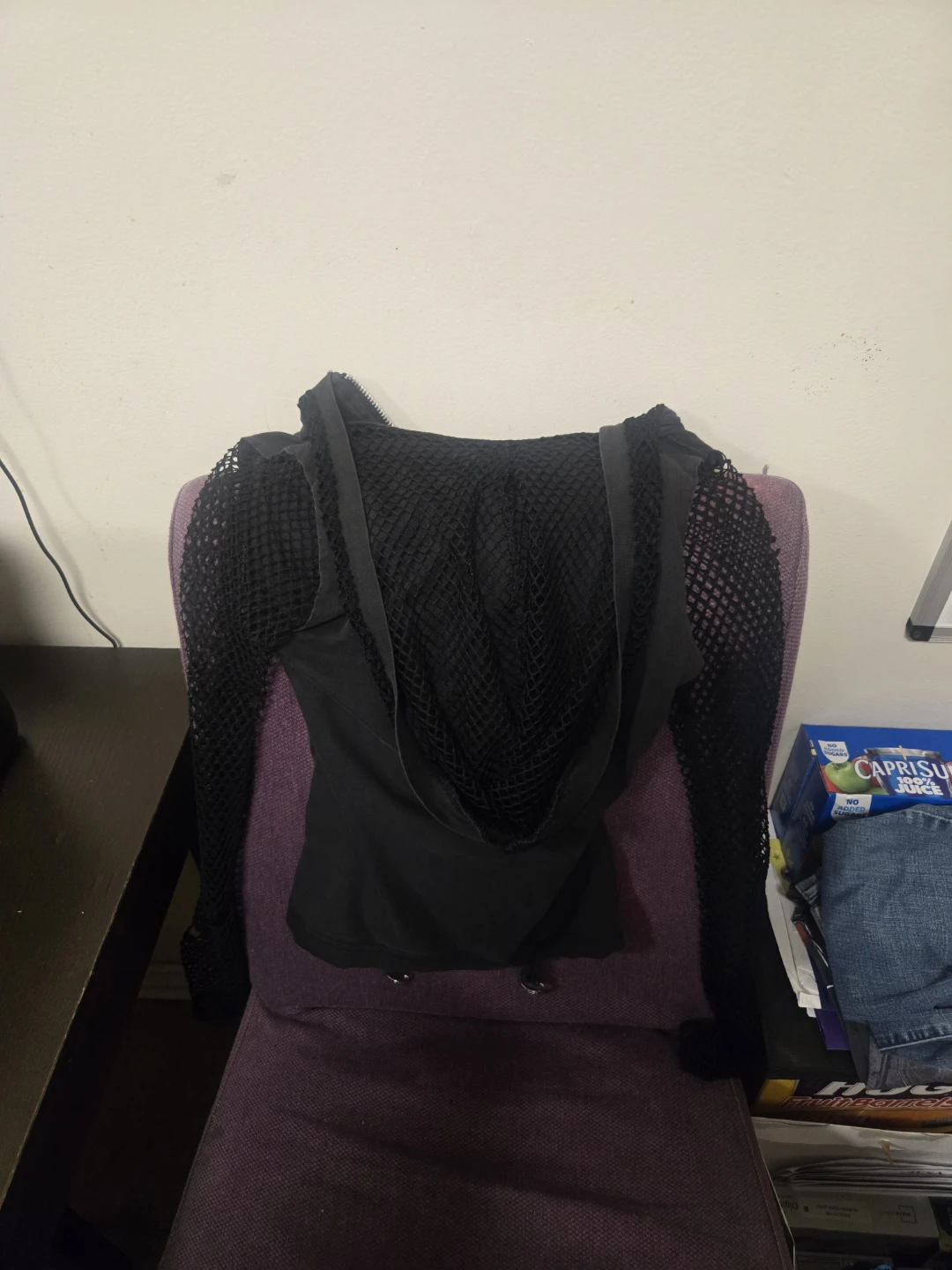 Tripp NYC Black Fishnet  Zip-Up Hoodie