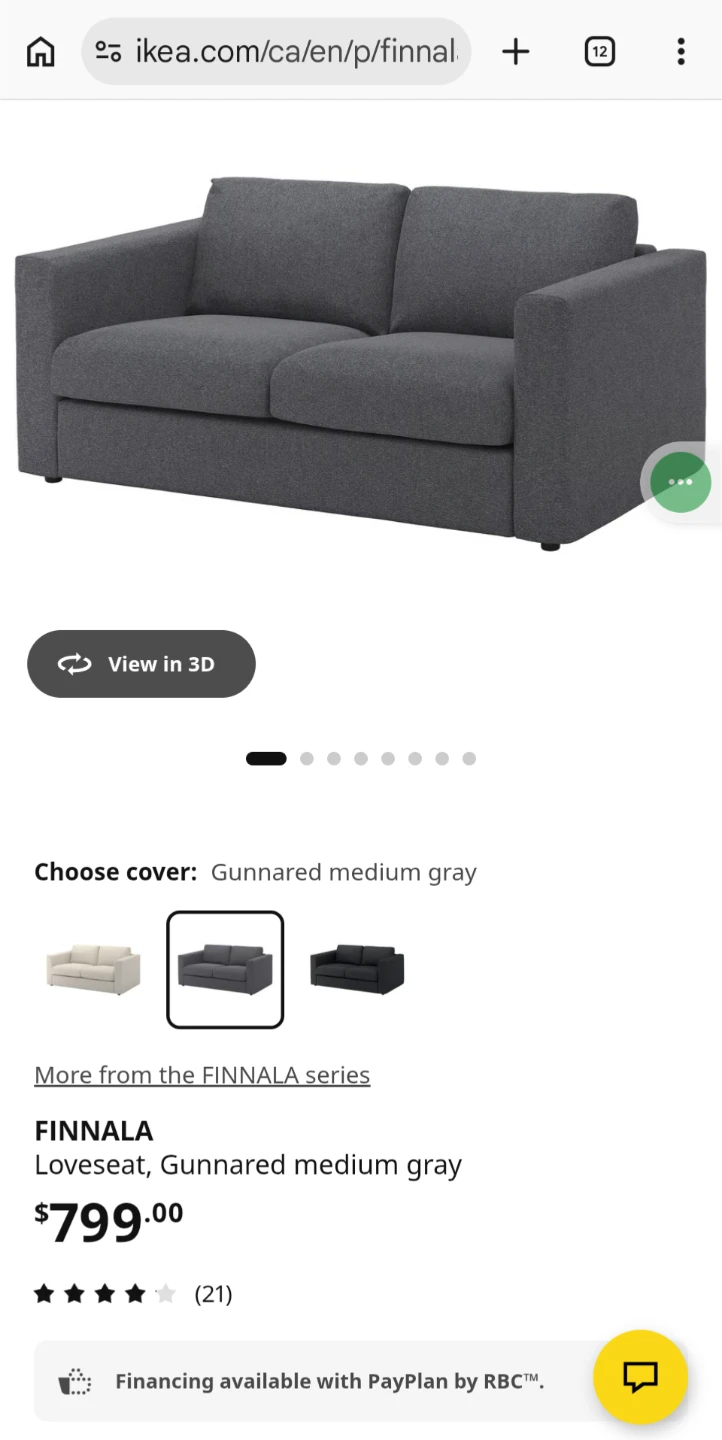 IKEA FINNALA Loveseat, Gunnared medium gray - photo 3