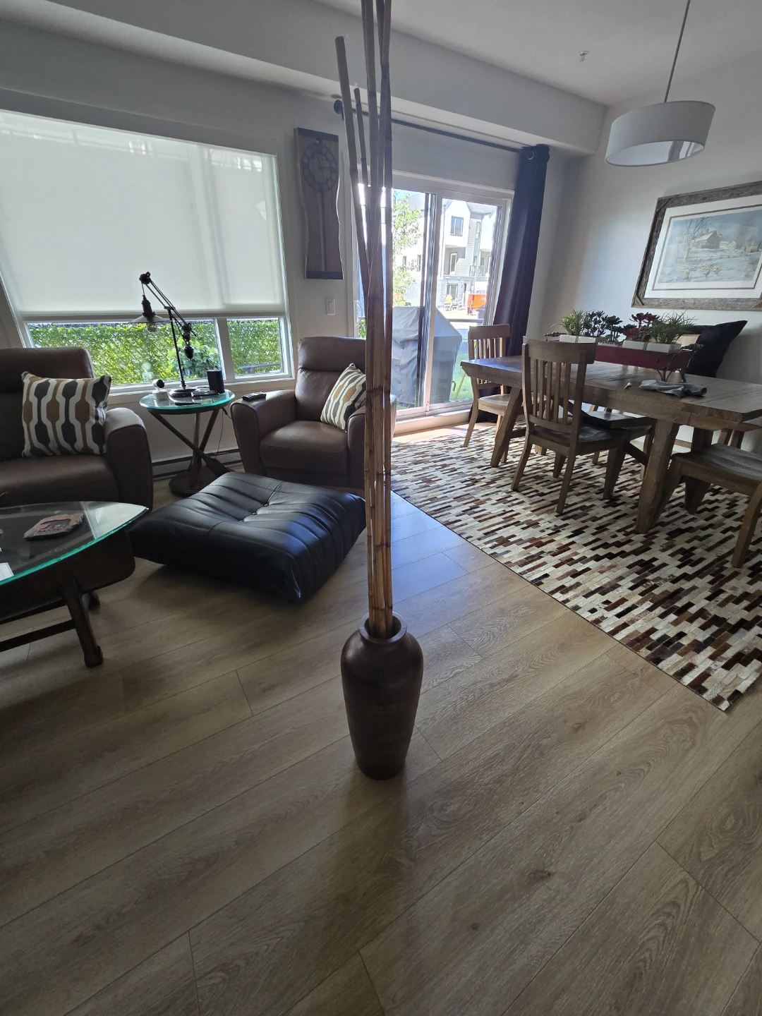 Wooden Vase with Bamboo Decor