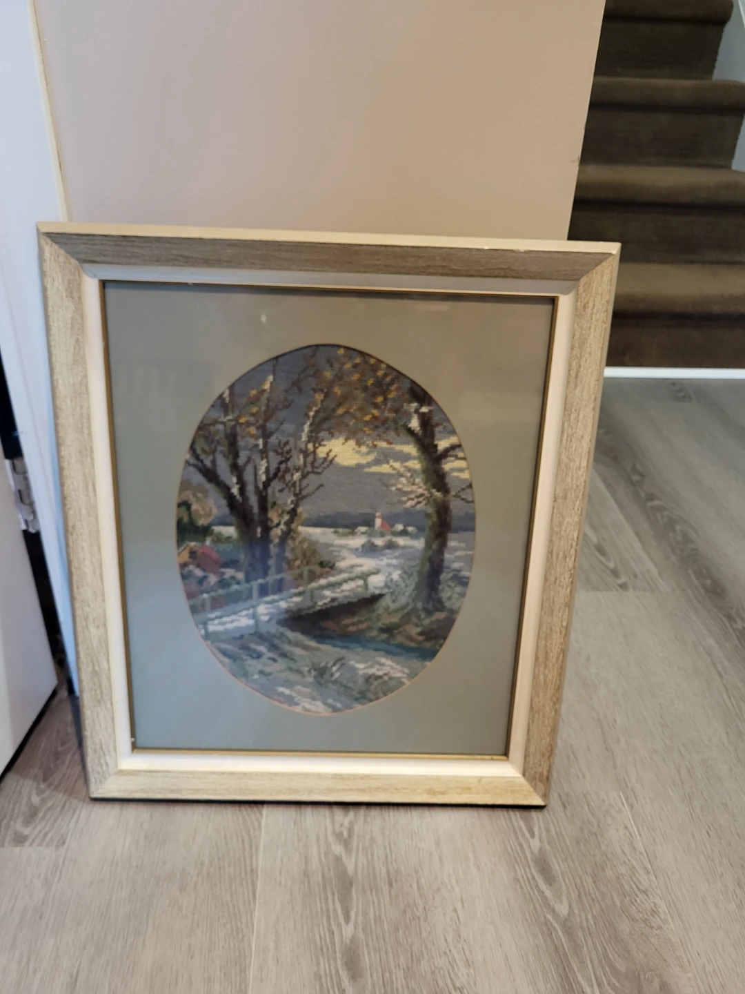 Maurice Houle "Winter Landscape by Moonlight" Cross Stitch Art