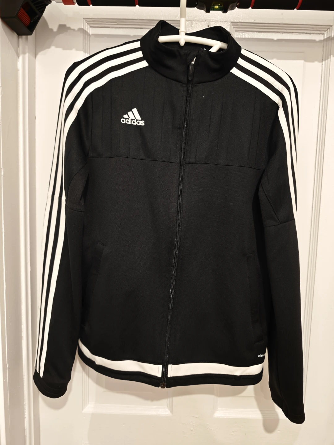 Adidas black and white track jacket
