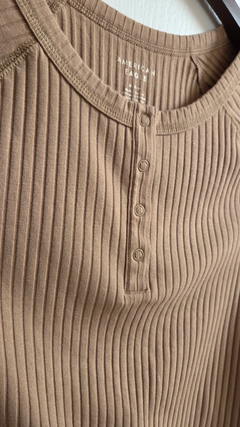 American Eagle Ribbed Henley Top - Medium - photo 2
