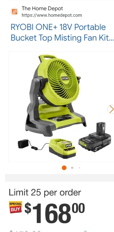 RYOBI ONE+ 18V Portable Misting Fan Kit - photo 5
