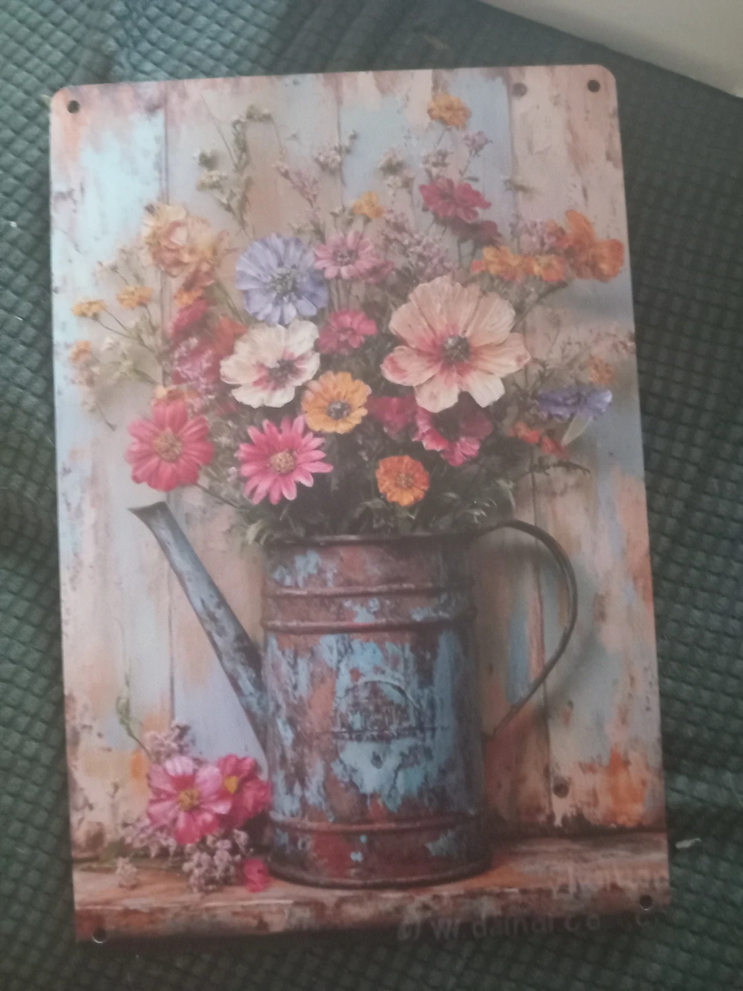 Metal Watering Can Floral Wall Art