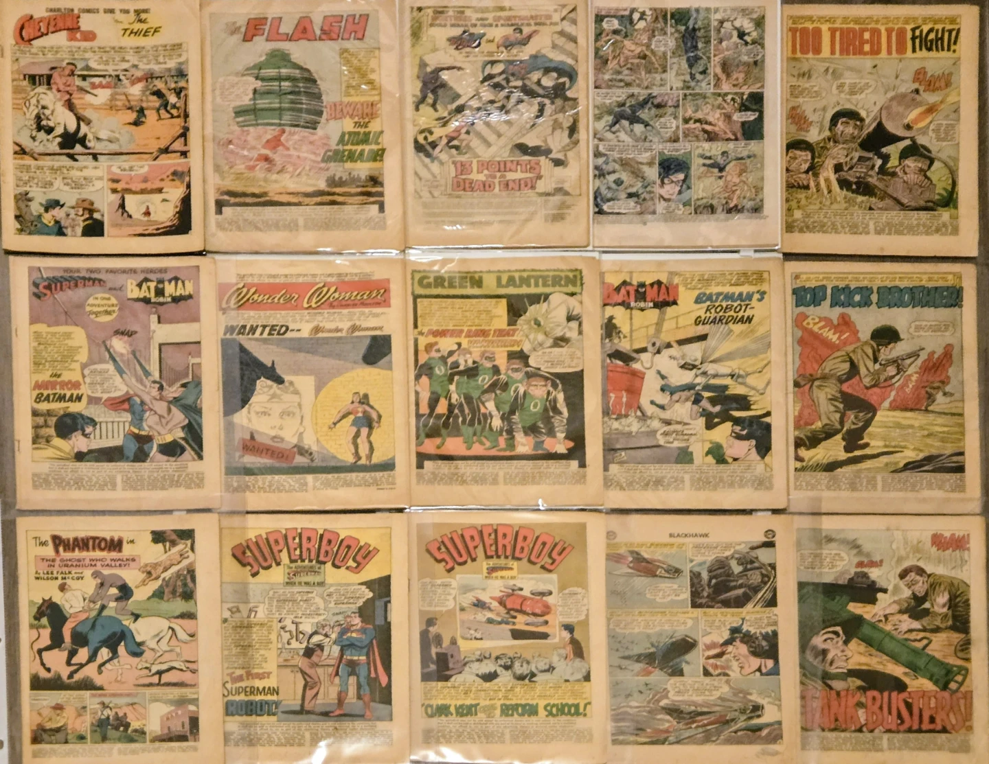 Vintage 1950's/60's DC Comic Lot, 15 Books Coverless