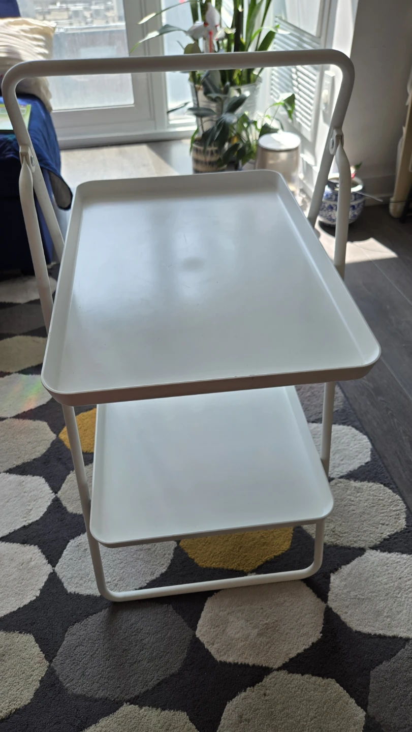 White 2-Tier foldable side table - photo 2