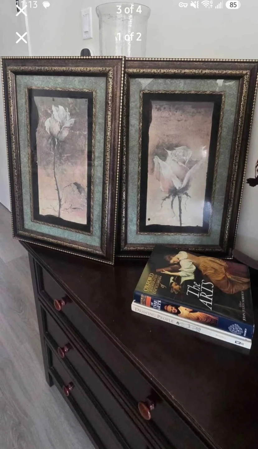 Set of 2 Framed Rose Print Wall Art - photo 3