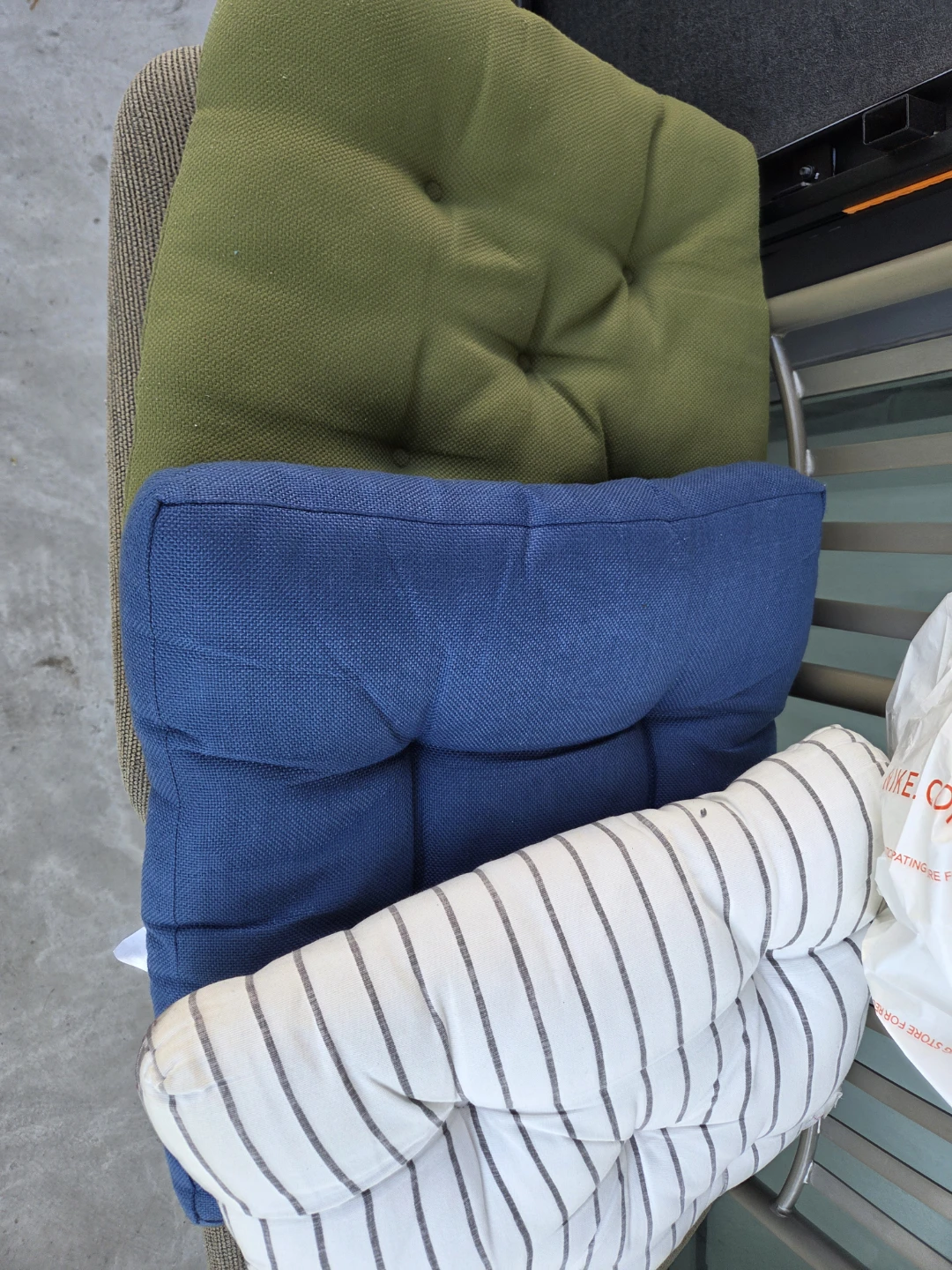 Set of 3 Chair Cushions - Green, Blue & Striped - photo 2