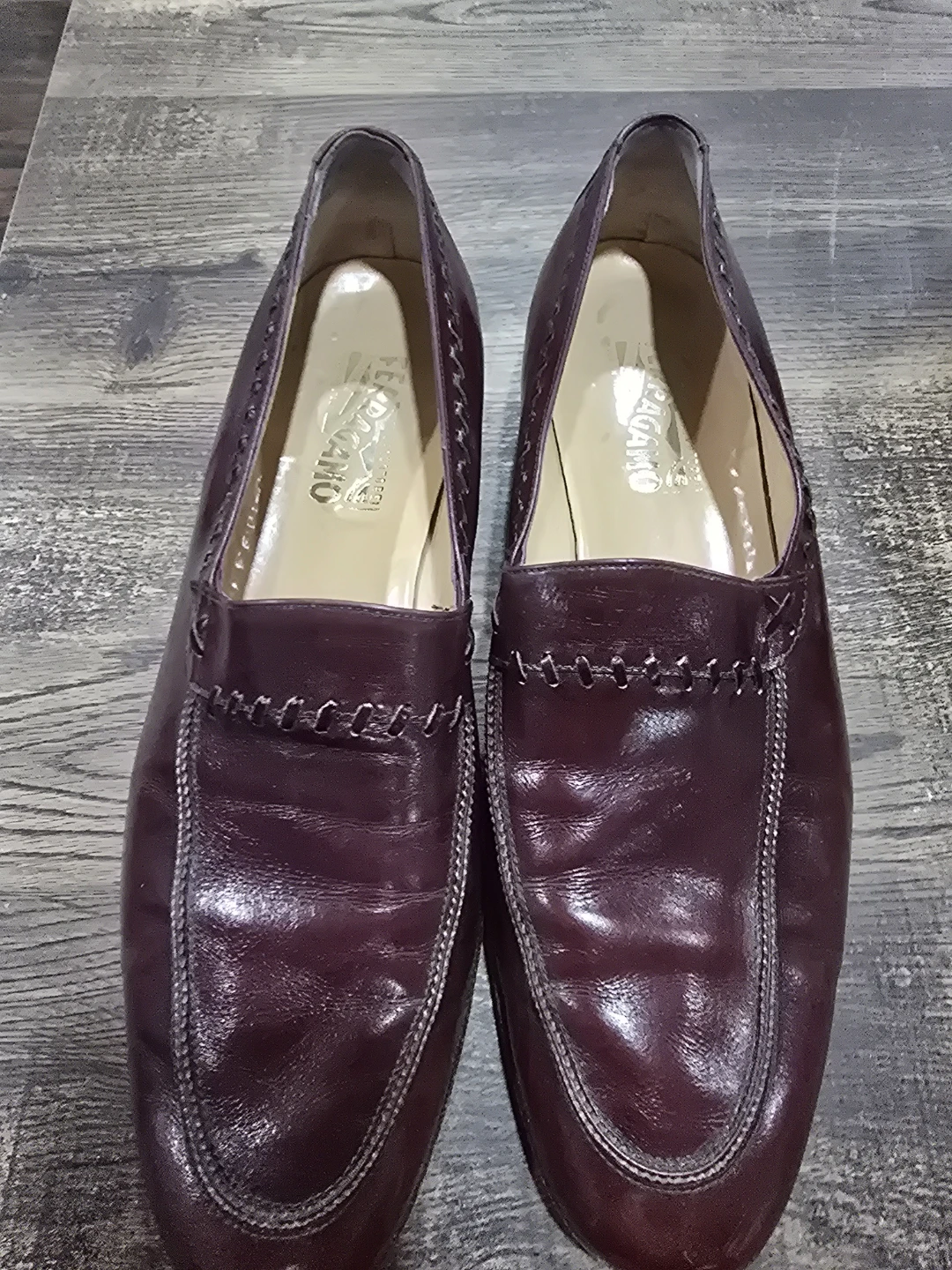 Salvatore Ferragamo Burgundy Loafers Size 12