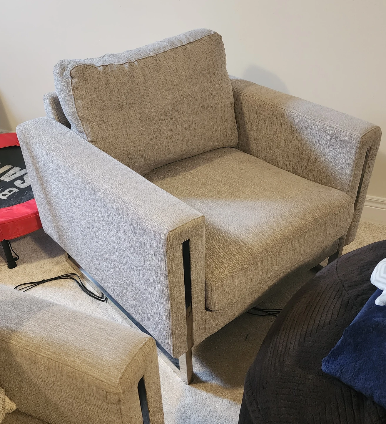 Two piece grey couch.