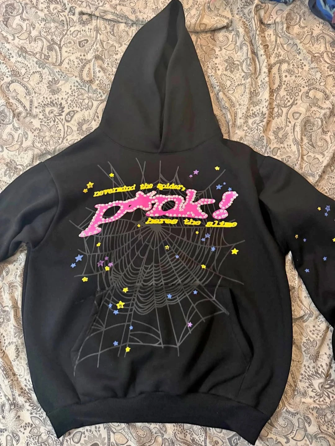 Black "Pink!" Spiderweb Hoodie - photo 2