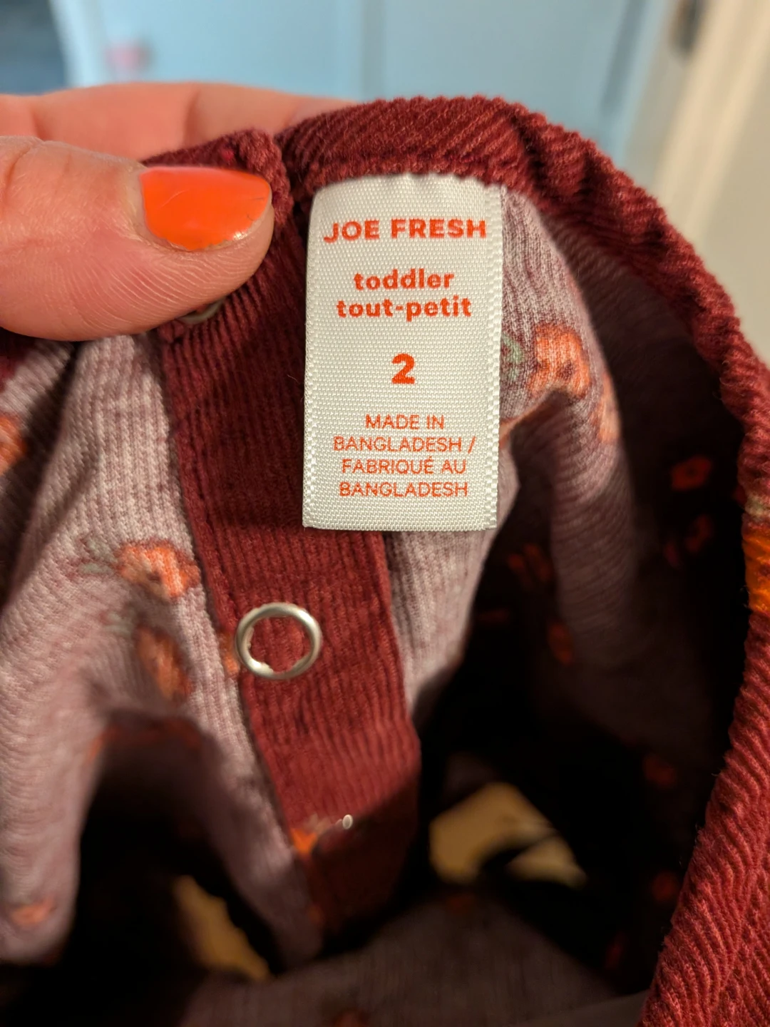 Joe Fresh corduroy baby girls dress size 2 - photo 3