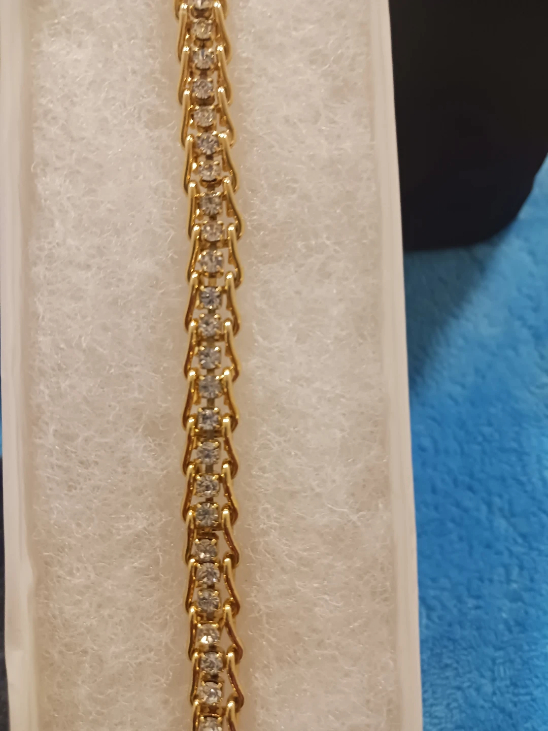 Gold Tone Tennis Bracelet with Clear Stones