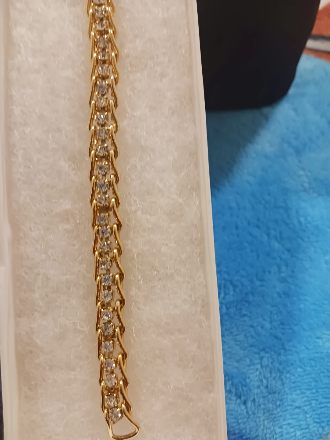 Gold Tone Tennis Bracelet with Clear Stones - photo 2