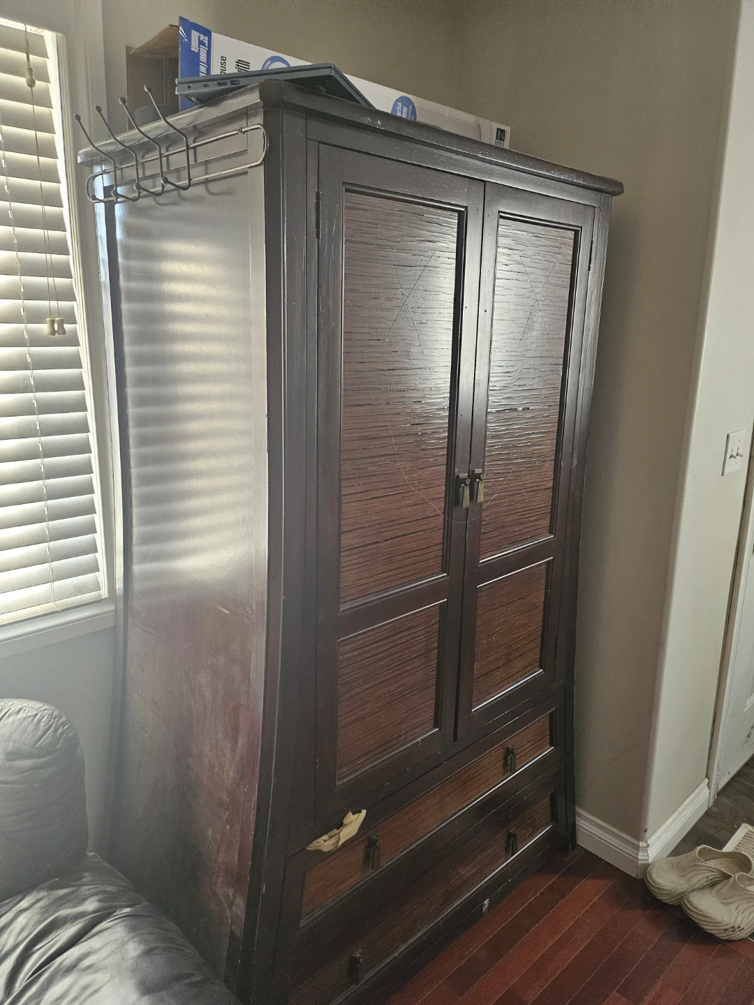 Dark Wood Armoire with Drawers - photo 2