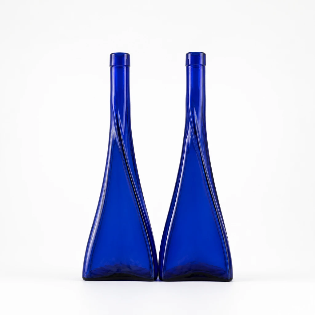 Set of 2 Blue Glass Bottles - photo 4