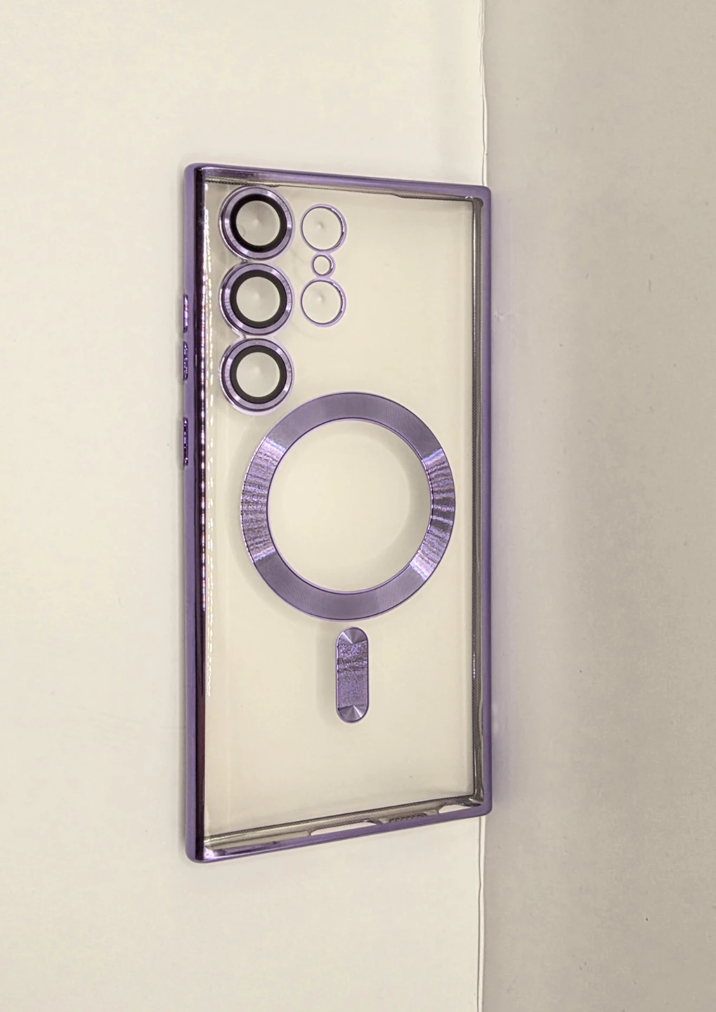 Galaxy S23 Ultra Transparent Magnetic Case, Purple Bumper Frame - photo 2