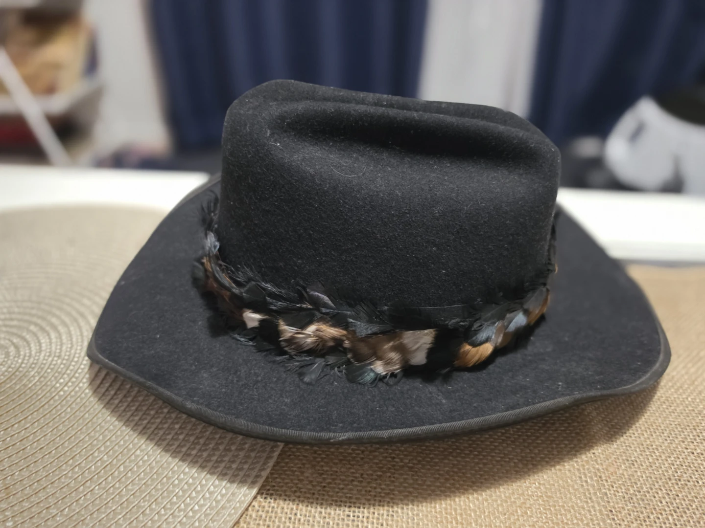Black Cowboy Hat with Feather Band - photo 2