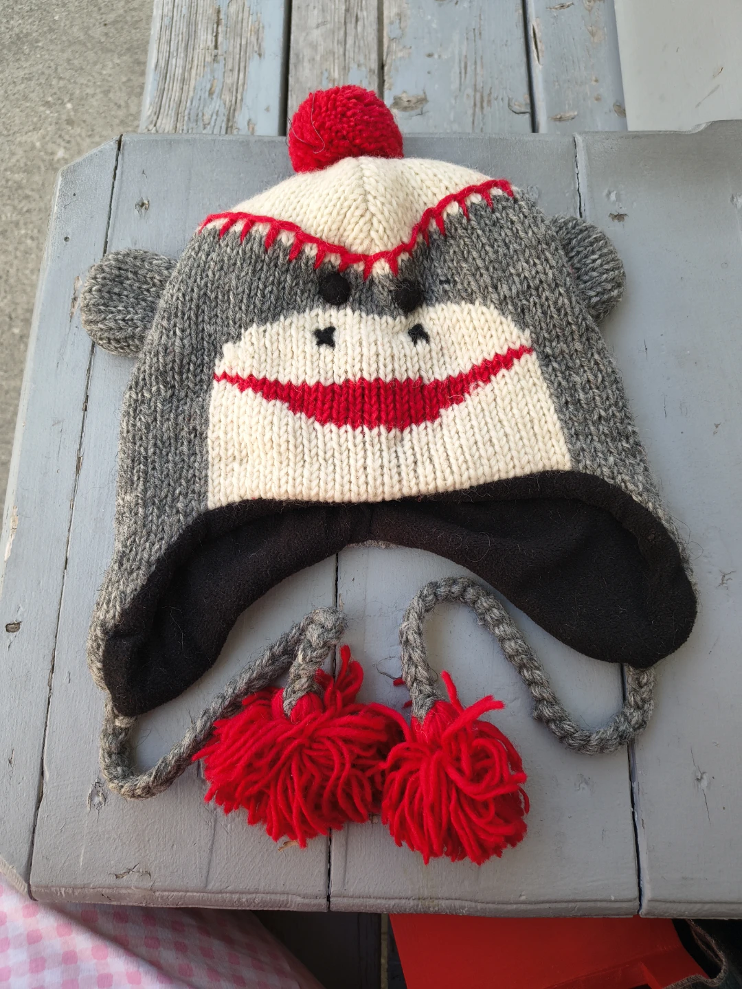 Sock Monkey Knit Hat with Tassels