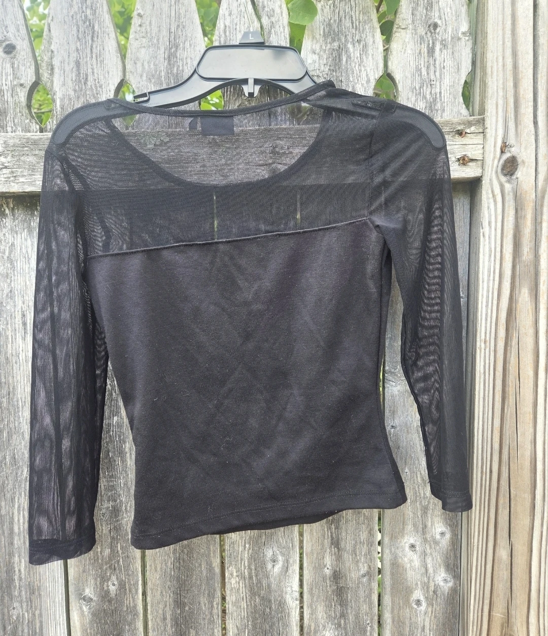 Sparkle & Fade Black Mesh Long Sleeve Top XS - photo 2