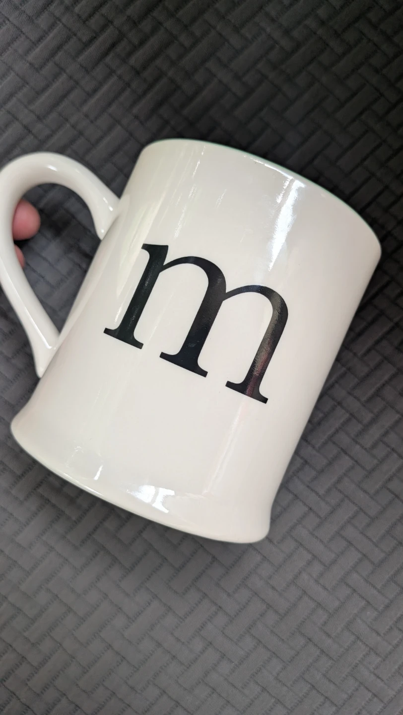 White and green letter 'M' mug - New