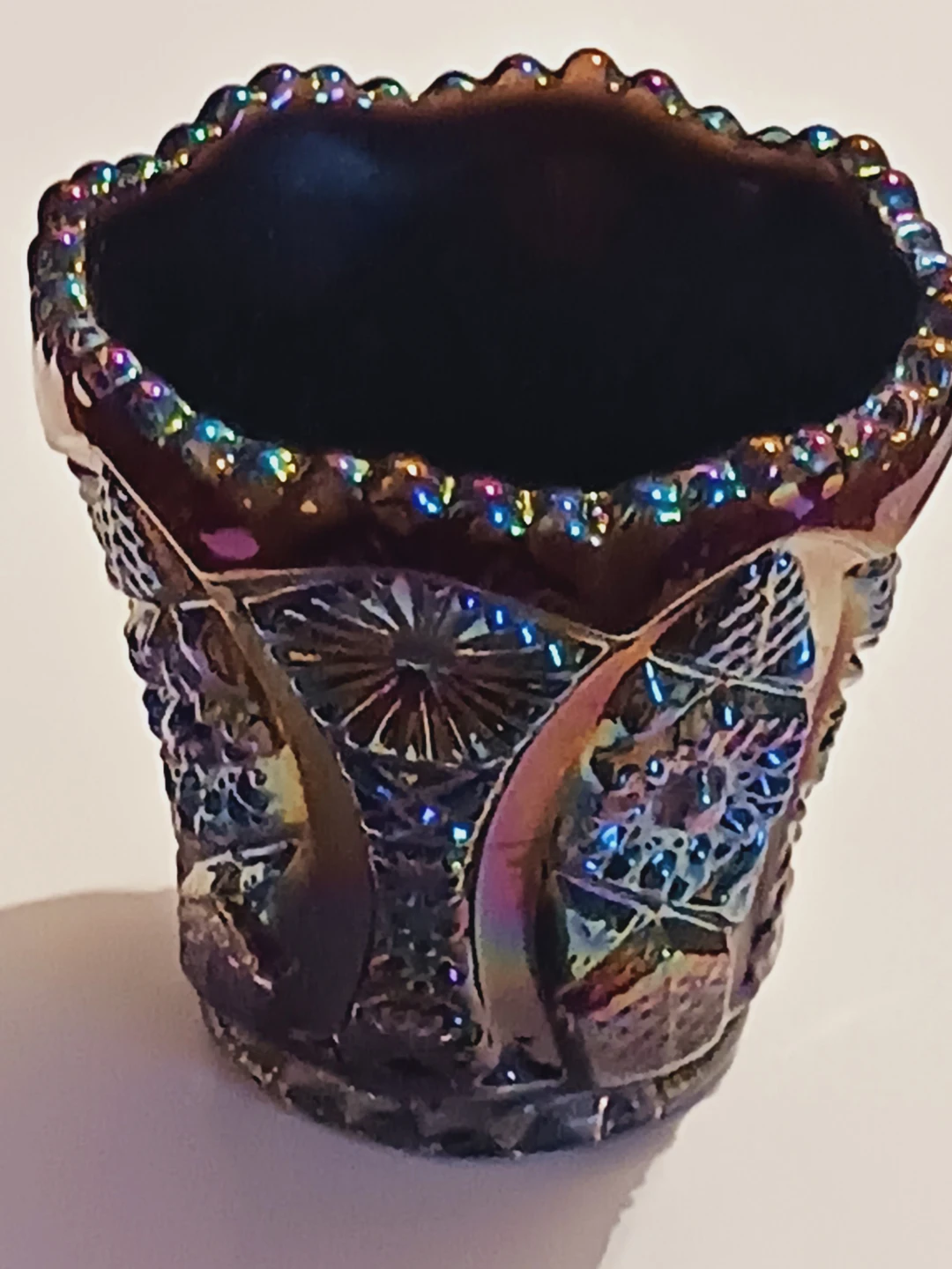 Imperial Purple Amethyst Carnival Glass Toothpick Holder