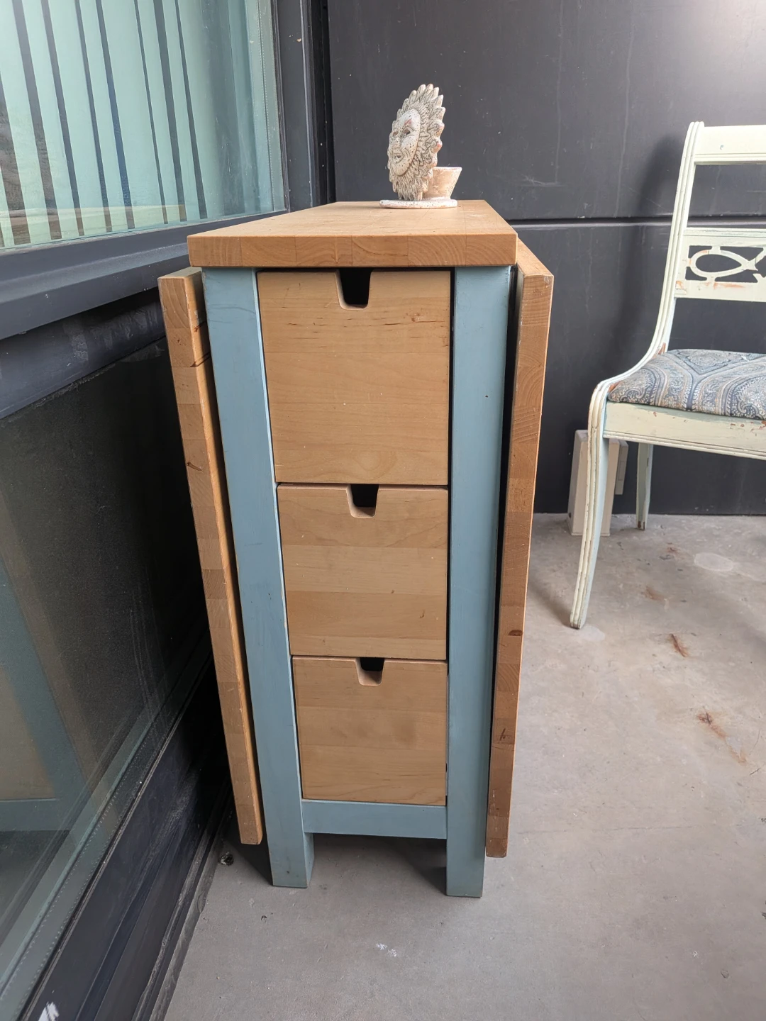 Foldable Wooden Table with 3 Drawers