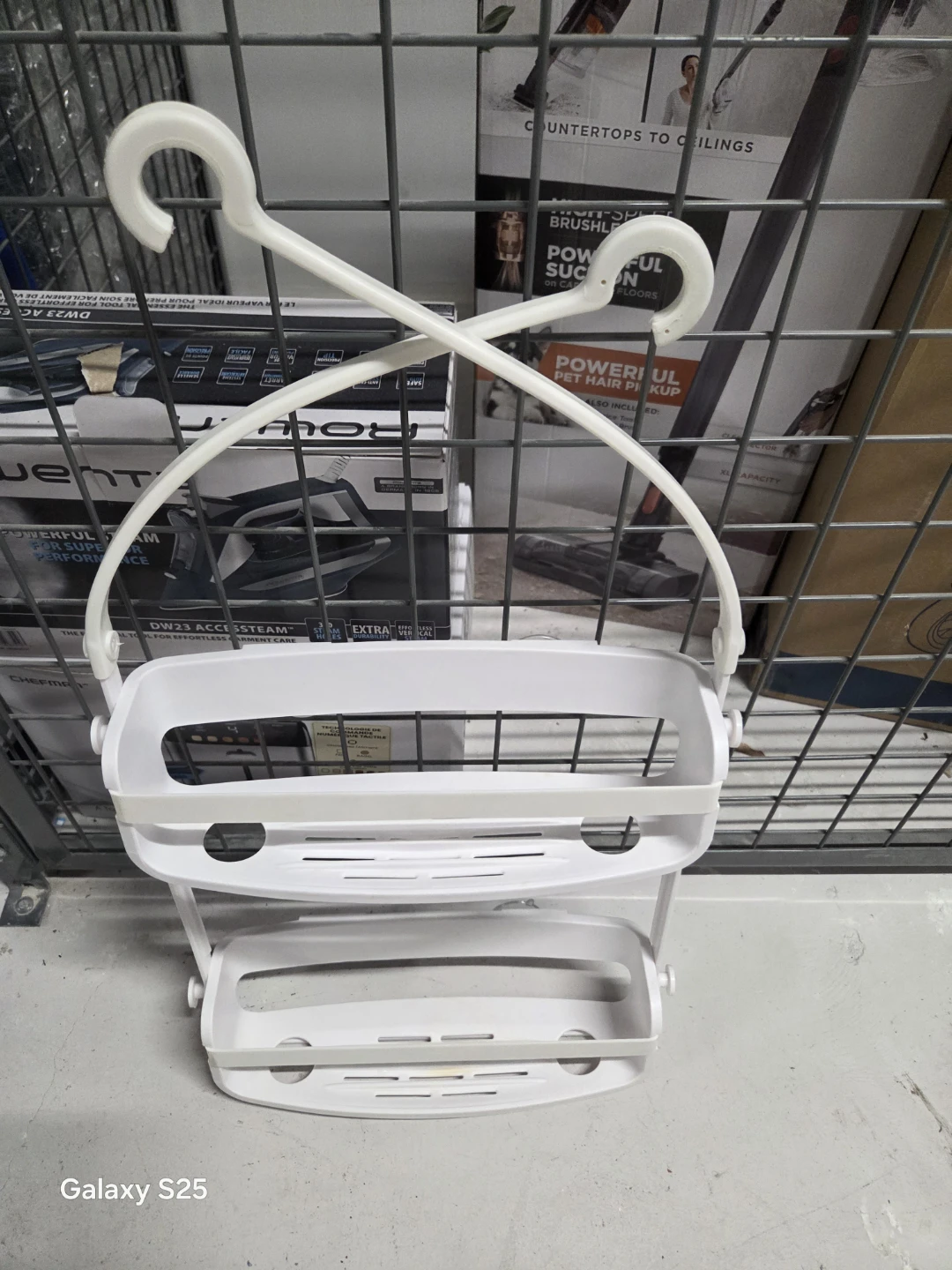 White Two-Tier Shower Caddy with Hanging Hooks - photo 2