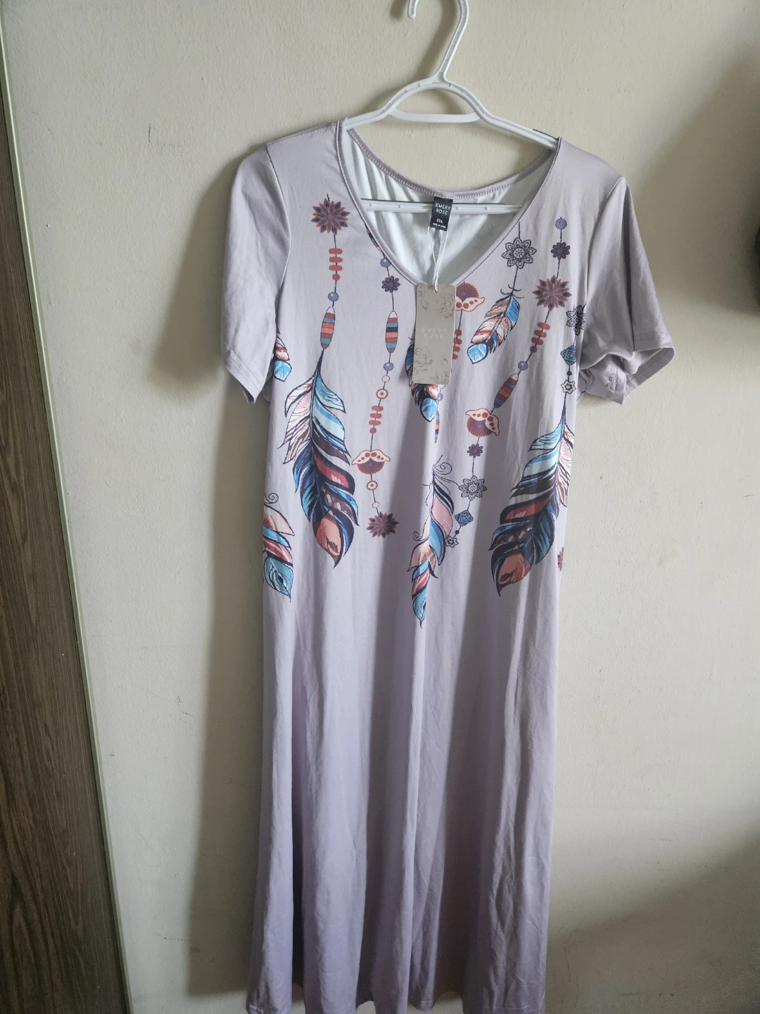 XL SHEIN Maxi Dress with Feather Print - photo 3