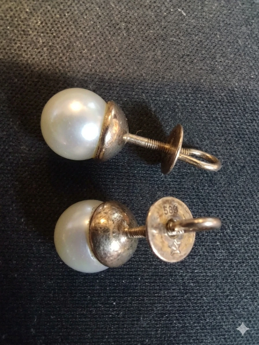 Pearl Earrings with 583 Gold - photo 2