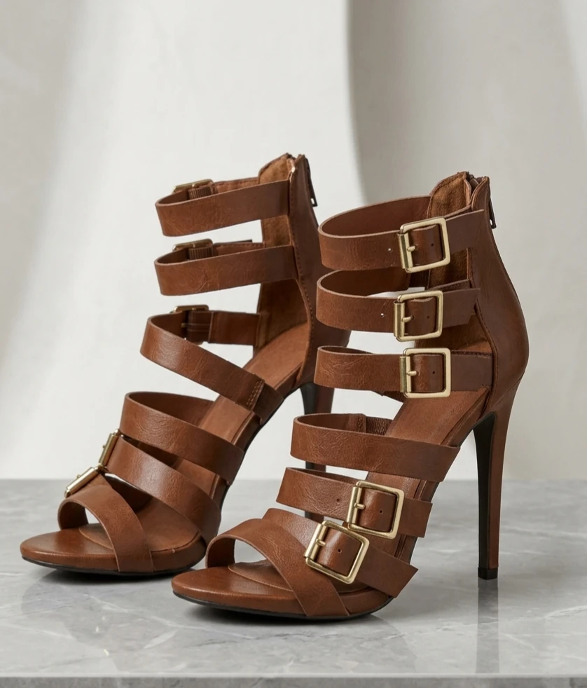 GUC Mossimo Brown Strappy High Heel Sandals s7.5