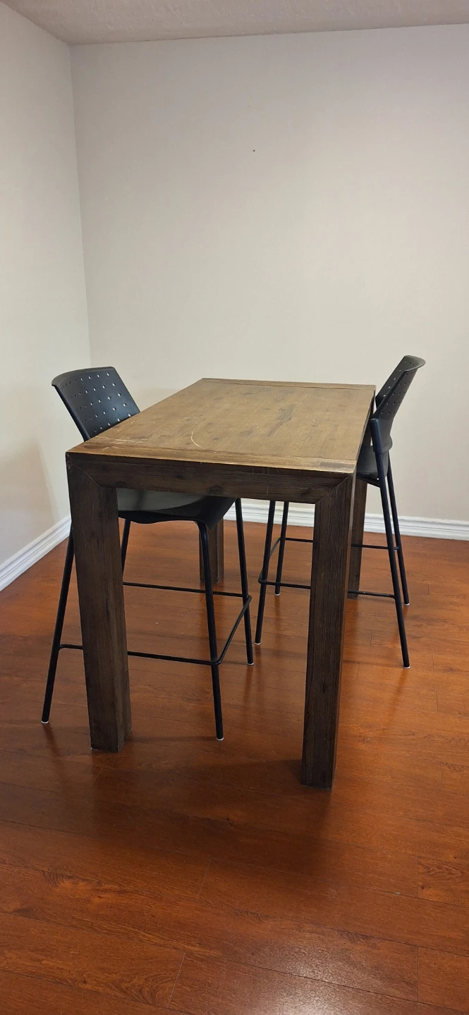 Wooden high table and chairs