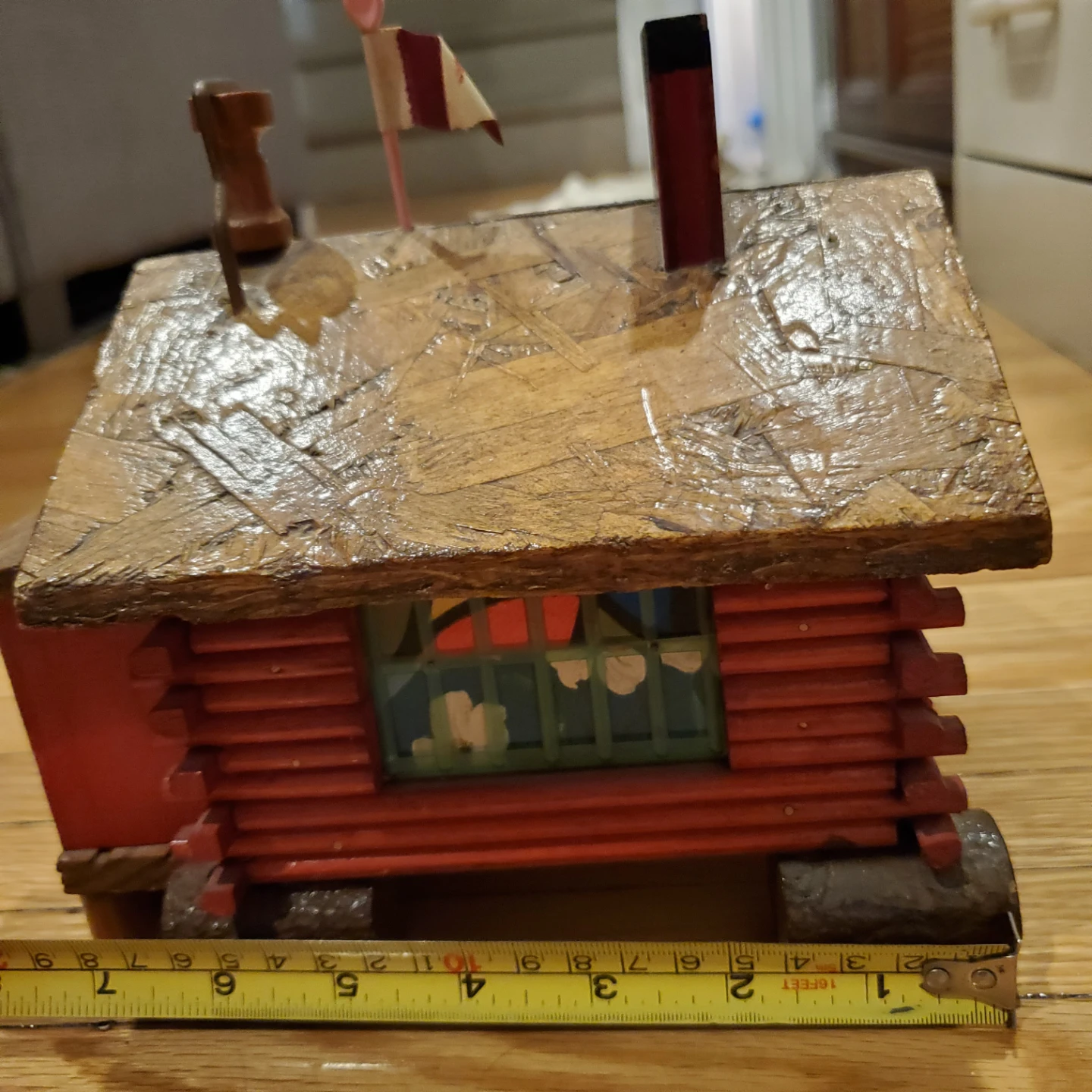 Vintage Wooden "SCHOOL" House piggy bank  Decor Piece - photo 3