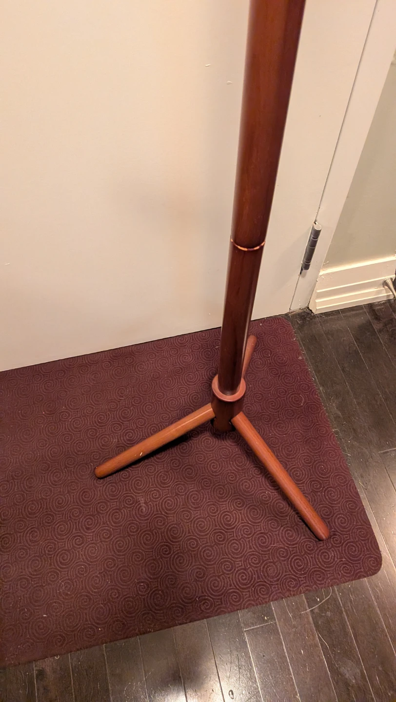 Wooden standing coat rack in reddish brown - photo 3