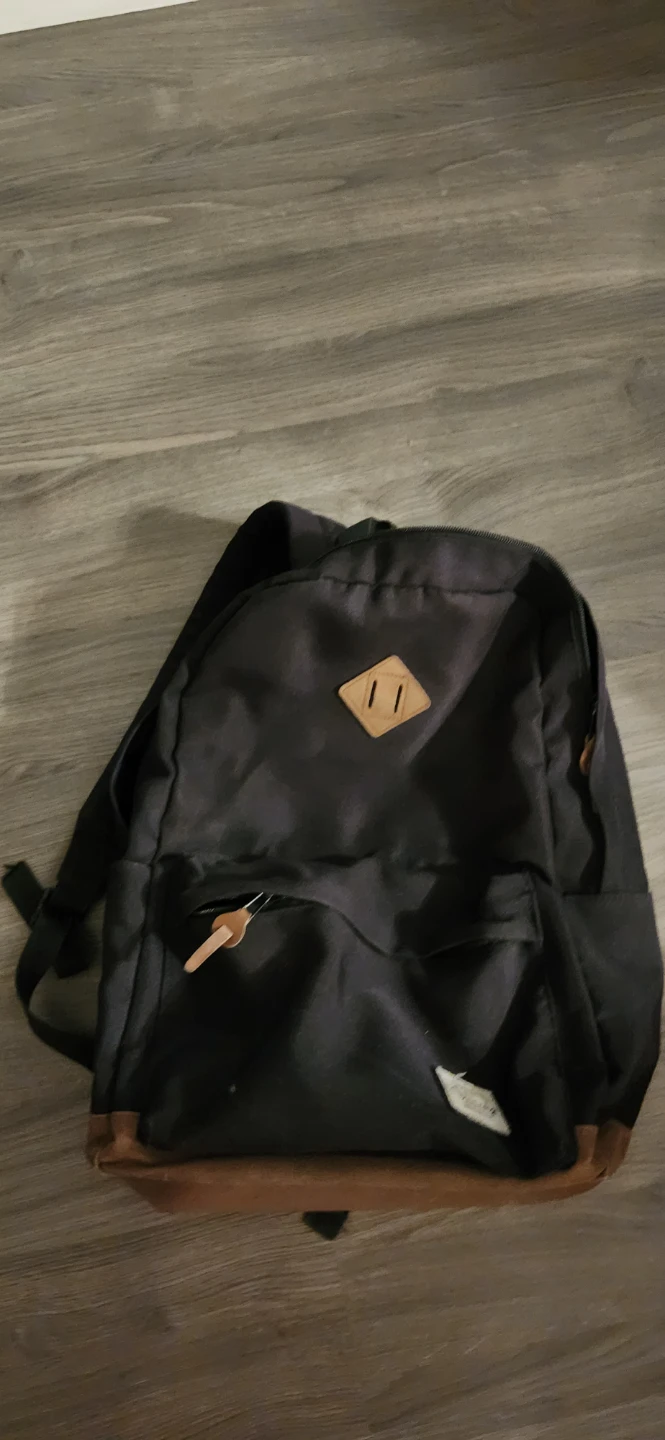 Black Backpack with Faux Leather Accents