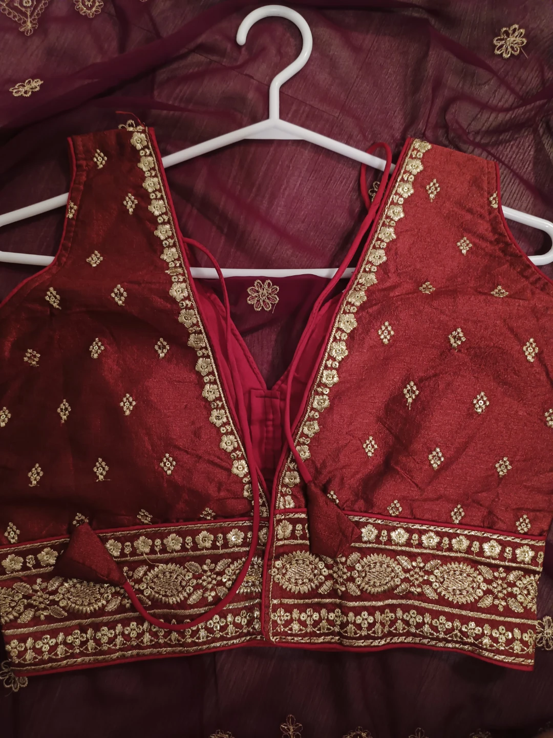 Brand new unboxing Maroon Embroidered Blouse - photo 2