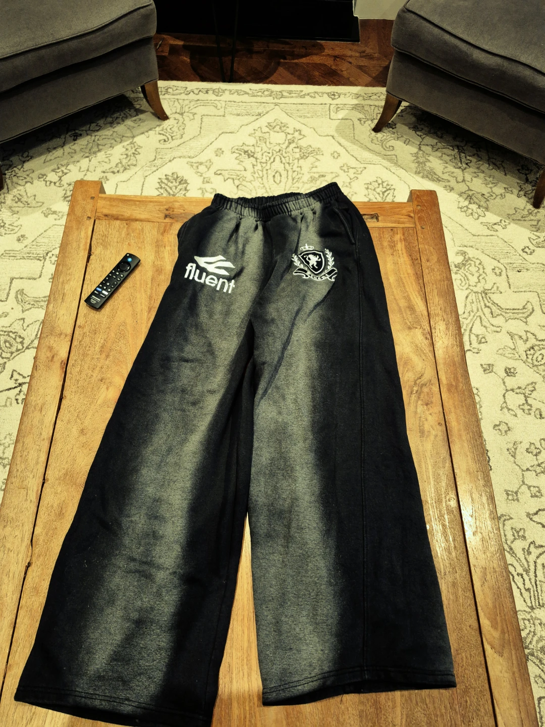 Fluent Black acid wash baggy sweats.